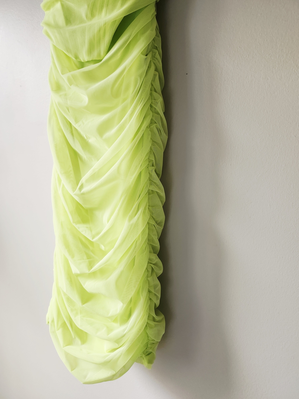 Oh Polly Neon Lime Strapless Ruched Mini Dress - Picture 6 of 11